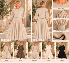 Elegante plissérok in beige, naturel, taupe, bruin en crème