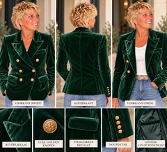 Luxe donkergroene fluwelen blazer met gouden knopen