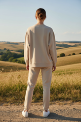 Beige pak achterkant