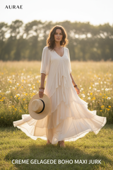 Creme Boho Maxi Jurk Reel
