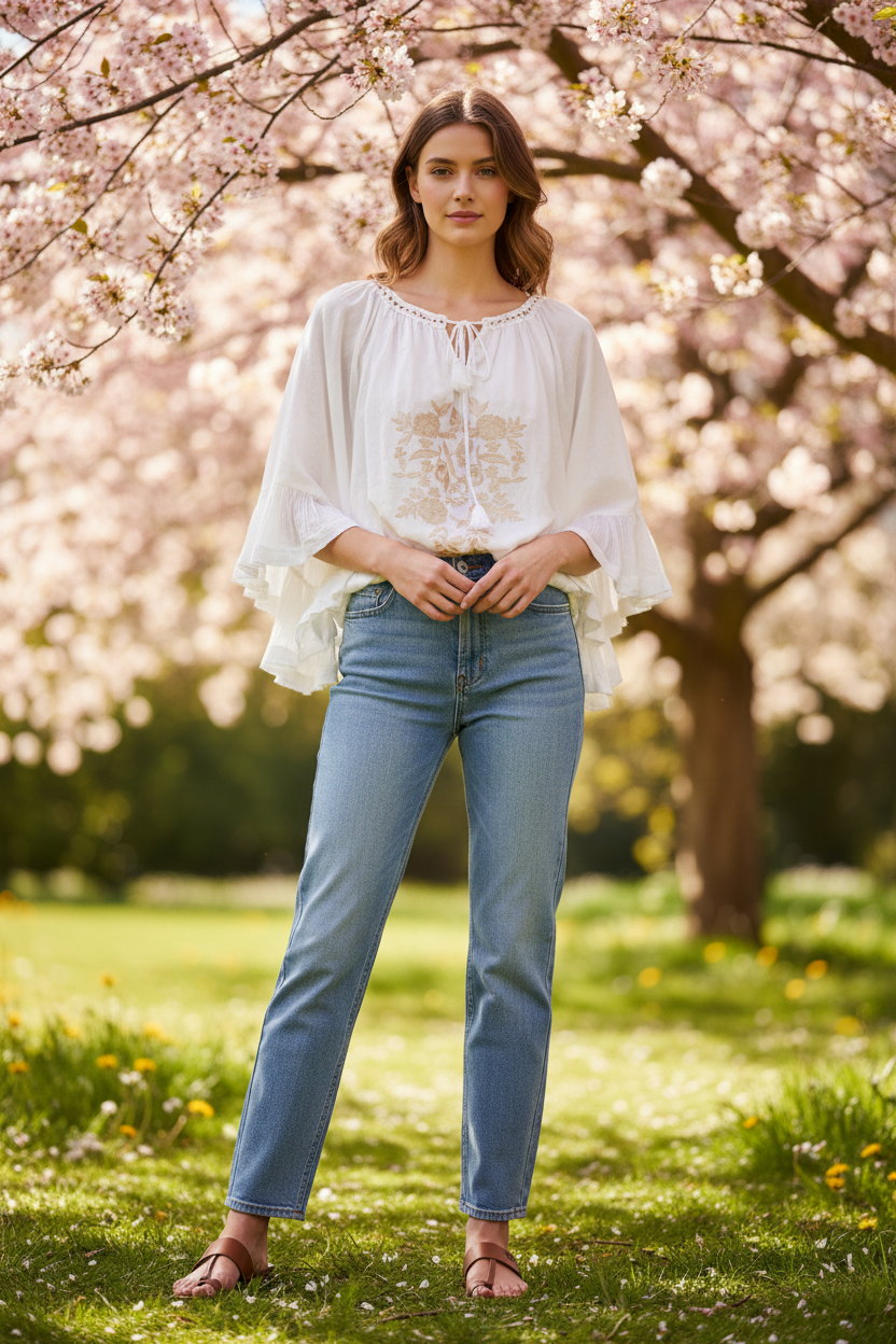 Witte katoenen blouse voorkant - model 3