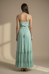Mint Paisley Maxi Rok met Pailletten