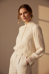 Crème Victoriaanse Kant Blouse