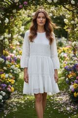 Witte Broderie Mini Jurk