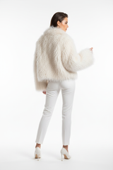 Luxe Witte Fluffy Feather Jas