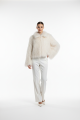 Luxe Witte Fluffy Feather Jas