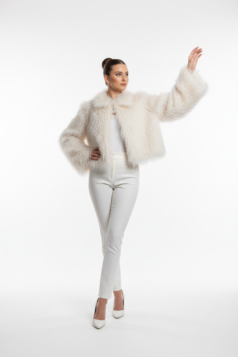Luxe Witte Fluffy Feather Jas