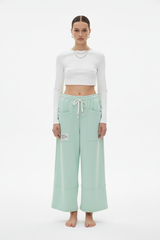 Mintgroene Wide-Leg Cargo Broek