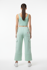 Mintgroene Wide-Leg Cargo Broek