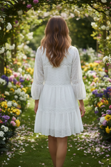 Witte Broderie Mini Jurk