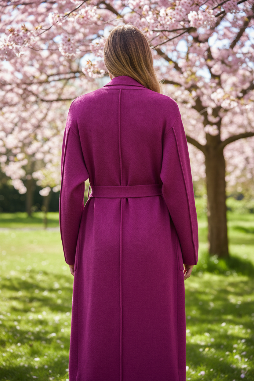 Magenta cardigan coat - achterkant groot