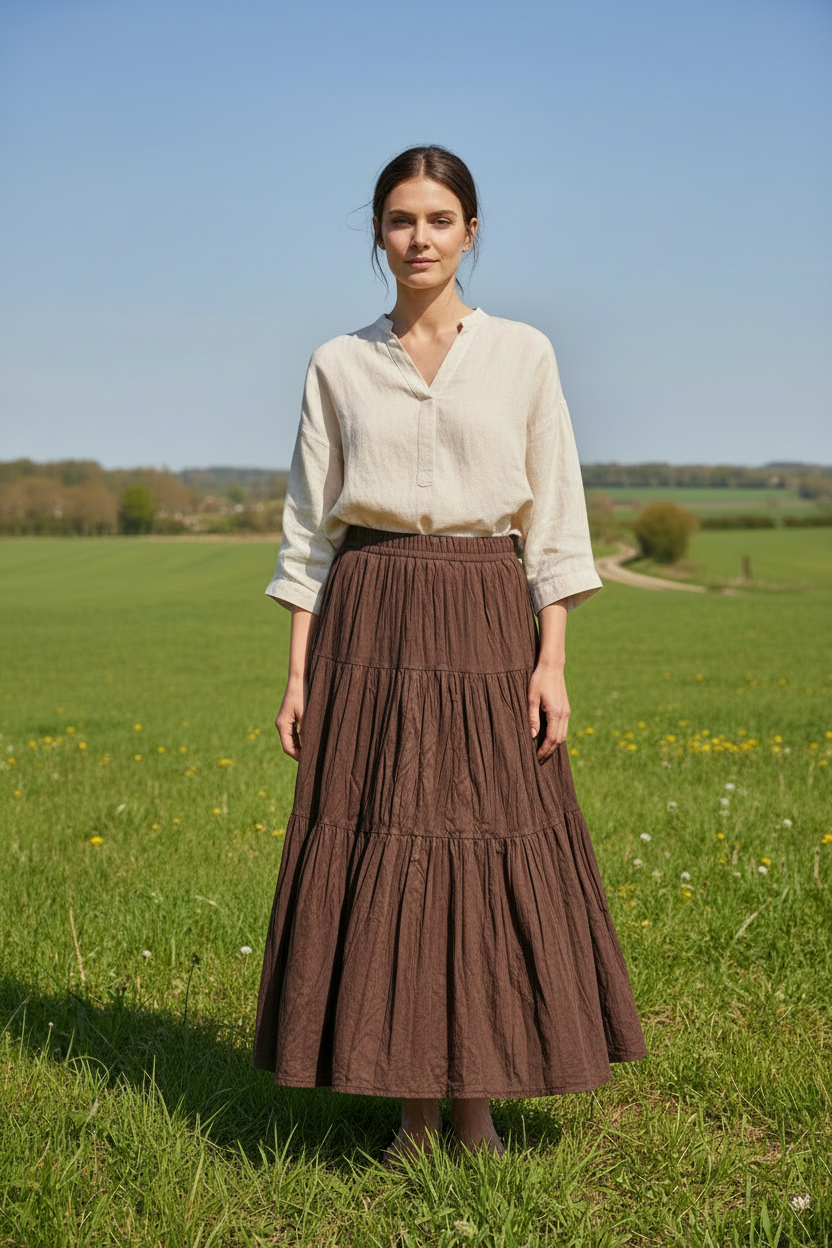 Model voorkant bruine rok zonder witte rand
