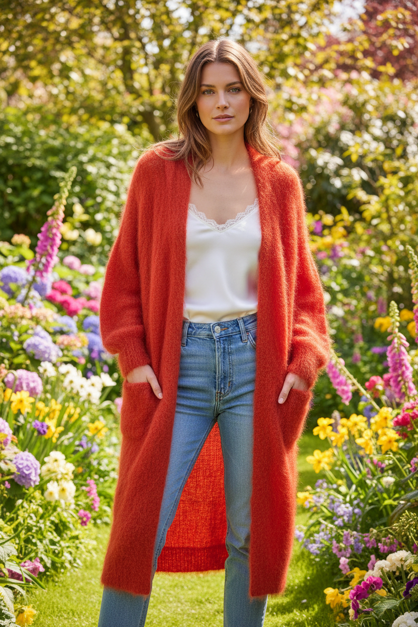 Oranje cardigan model
