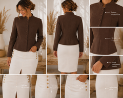 Witte Denim Midi-rok met Gouden Knopen