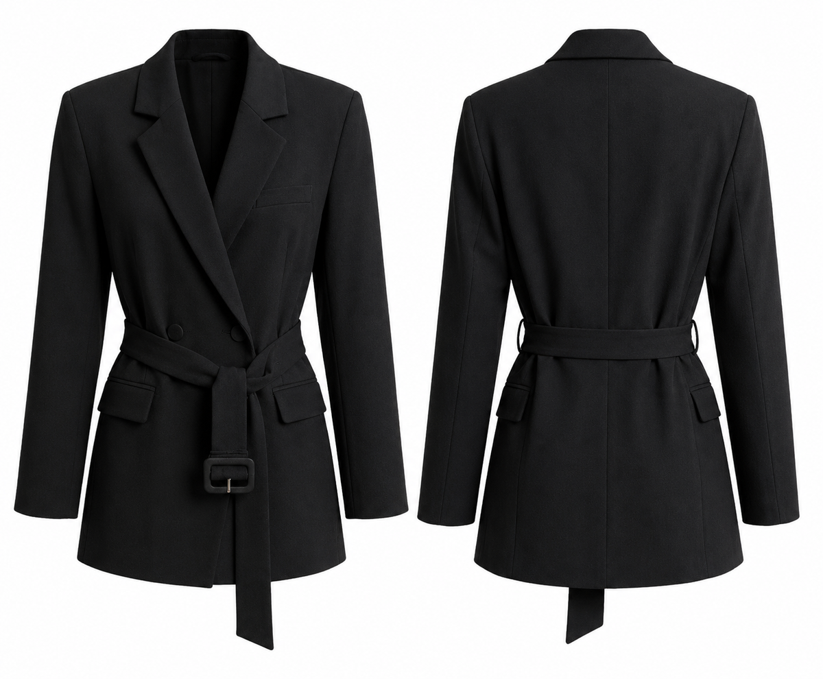 Belted Blazer – Zwart