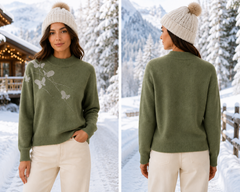 Groene Vlinder Trui met Strass Details
