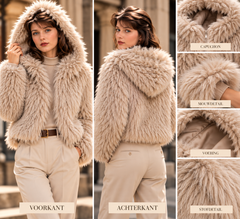 Nepbont dames Jasje Beige met Capuchon