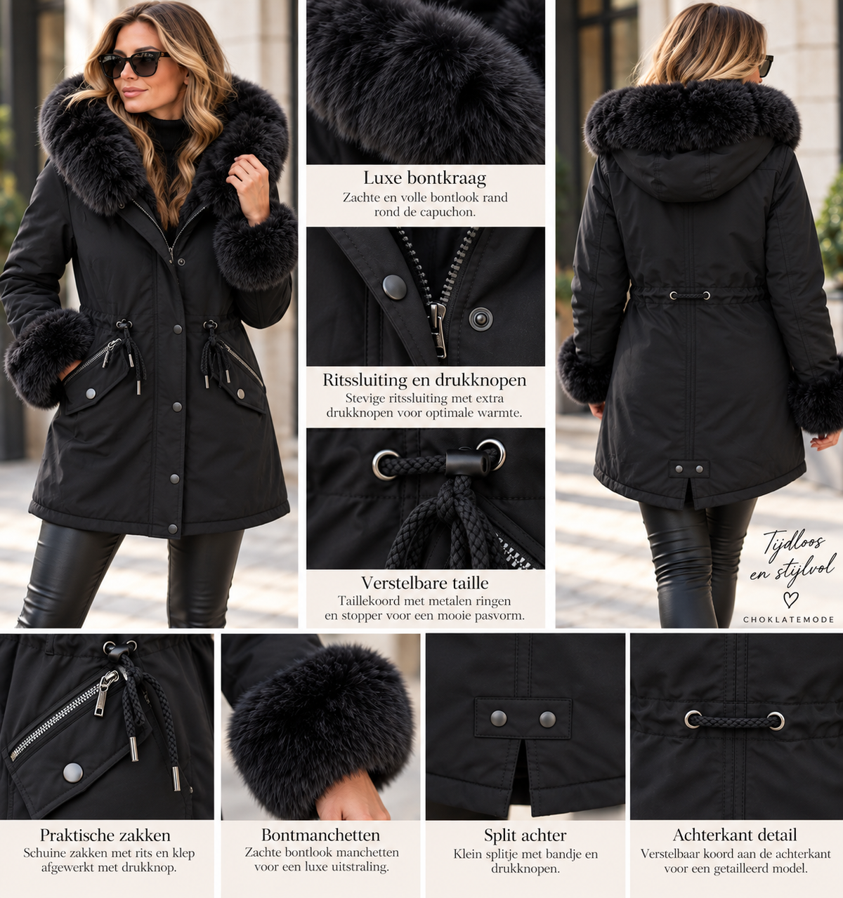 Luxe Parka met Bontdetails