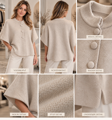 Gebreide Poncho Vest – Beige