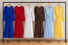 Chiffon Maxi Jurk met Ruches & Strikceintuur