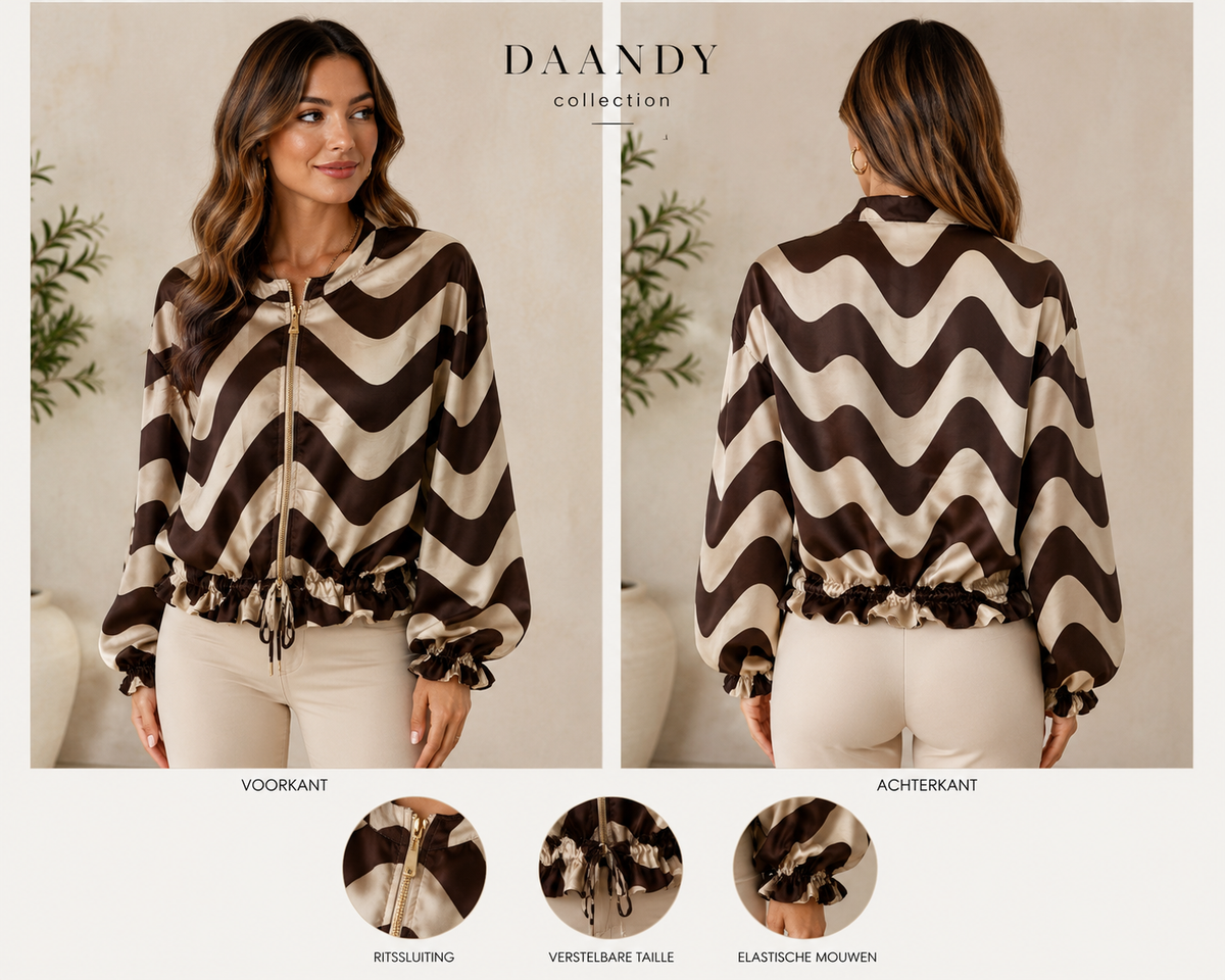 Satijnen Golf-Print Blouse