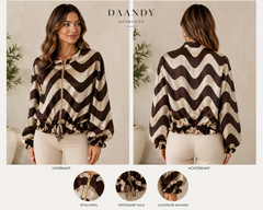 Satijnen Golf-Print Blouse