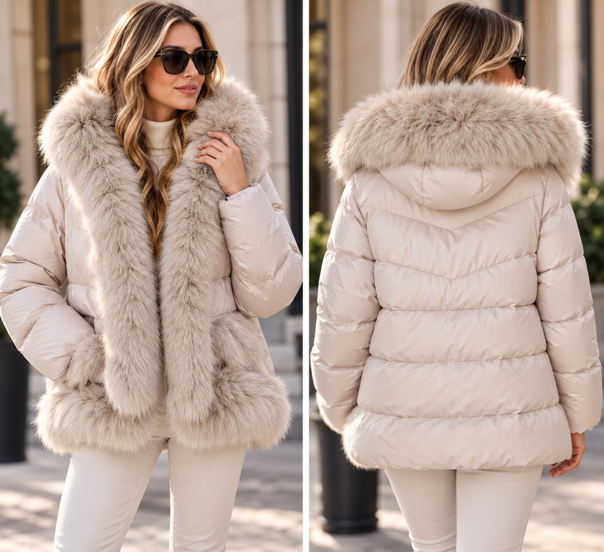 Luxe Gewatteerde Damesjas met Bontlook