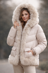 Luxe Winterjas met Bontrand - Beige