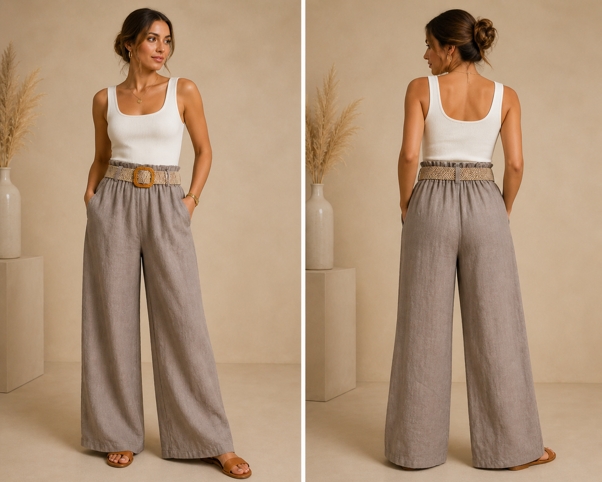 Wide Leg Linnen Broek — Taupe (Kopie)