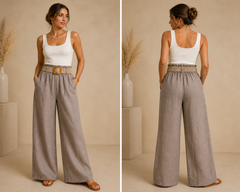 Wide Leg Linnen Broek — Taupe (Kopie)
