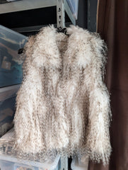Faux Fur Gilet – Wit/Grijs Gespikkeld
